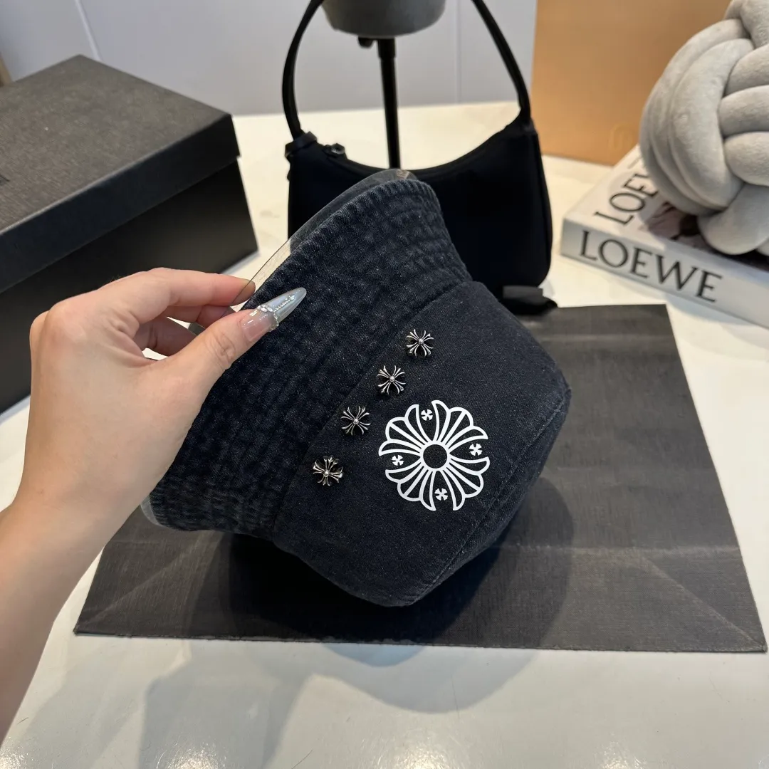 P80 Croxin spring and summer new denim fisherman hat, retro old street style, washed and torn edges, perfect for taking photos👑